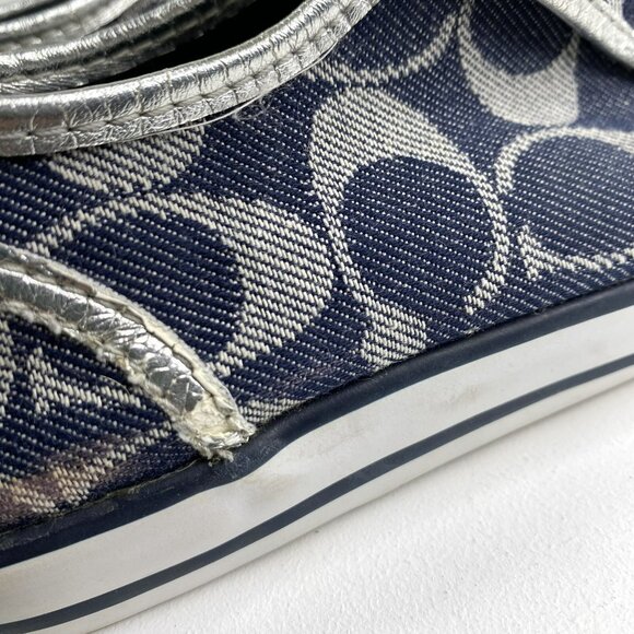 Coach Shoes Womens Size 7 Dee Optic Signature C Monogram Canvas Sneakers Lace Up - Picture 11 of 12